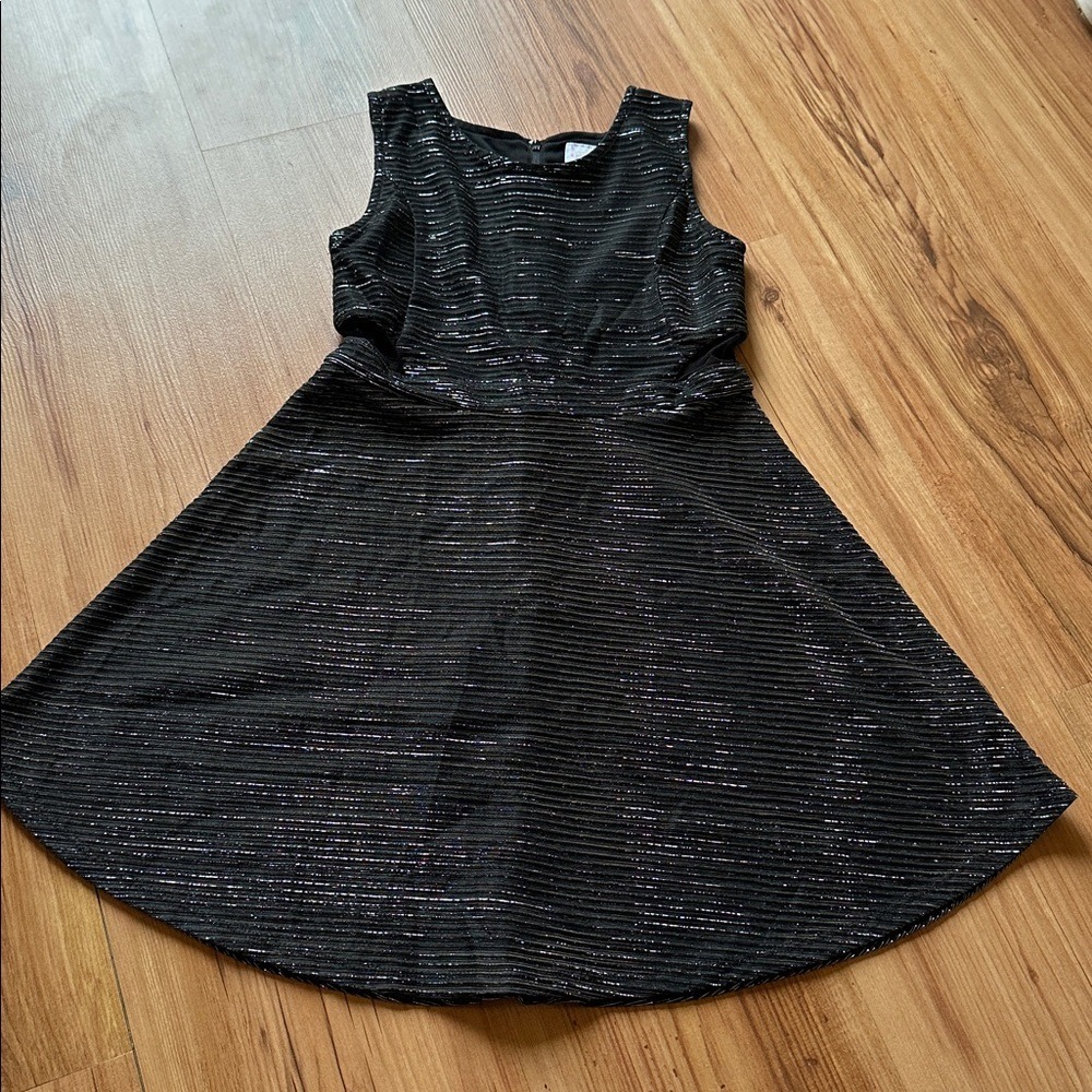 The‎ Children's Place Girls Black Silver Stripe Party Dress Size M 7/8